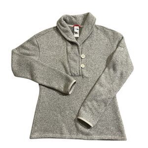 Womens The North Face 2 Button Collared Pullover Sweater Color Grey Size…